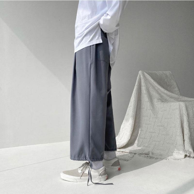 Ice Silk Summer Men's Thin Loose Draped Straight Casual Pants Student Wide-leg Pants