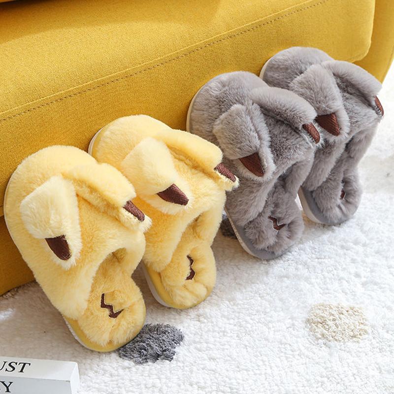 Children's Cotton Slippers Packed Heel and Velvet Warm Home Shoes Winter Plush Slippers