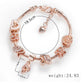 Fashion Rose Gold Heart-with-heart-shaped Bracelet Charm Bracelet Diy Beads Bracelet for Women Gift