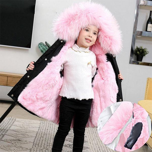 Winter Clothes Plus Cotton Padded Children's Jacket Detachable Cotton Clothes Girls Clothes Boys Baby Big Fur Collar