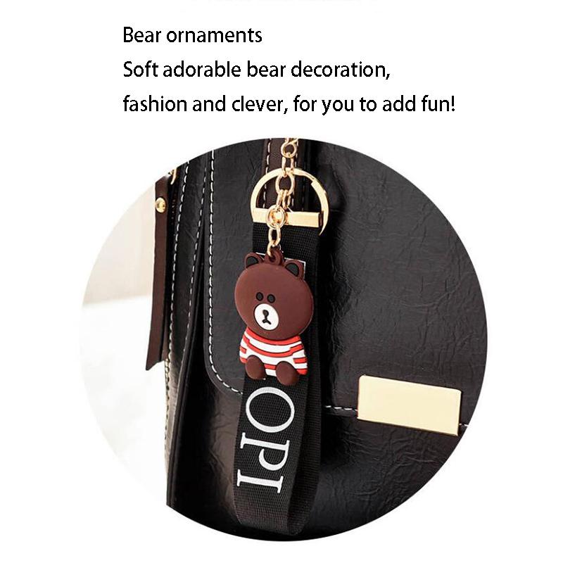 Women's Top-handle bag Small crossbody bag Zipper messenger bags for Iphone With Little bear pendant