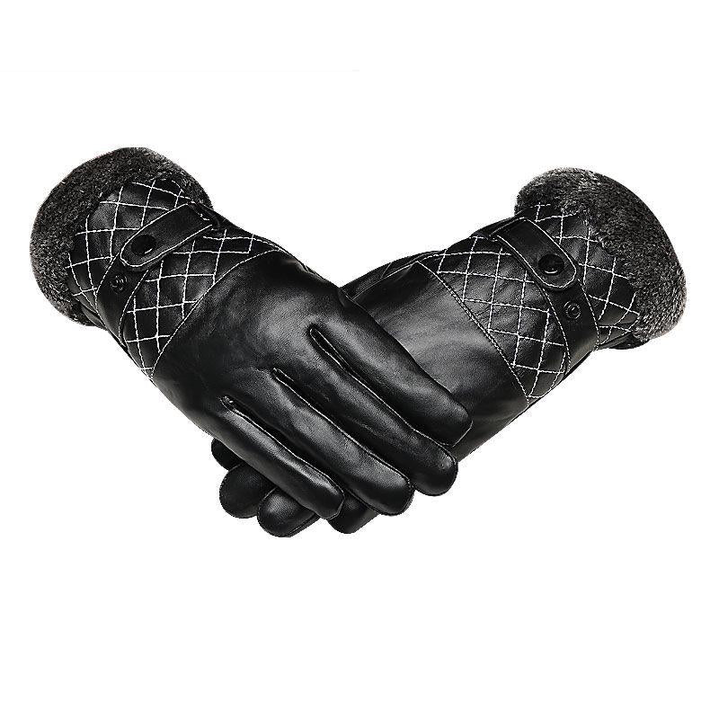 Plush Cotton gloves Windproof gloves Winter Warm Leather gloves Thick gloves Man fashion gloves