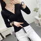 All-match Autumn and Winter V-neck Woolen Sweater Slim Slimming Long-sleeved Knitted Bottoming Shirt Top Pullover Sweater Women