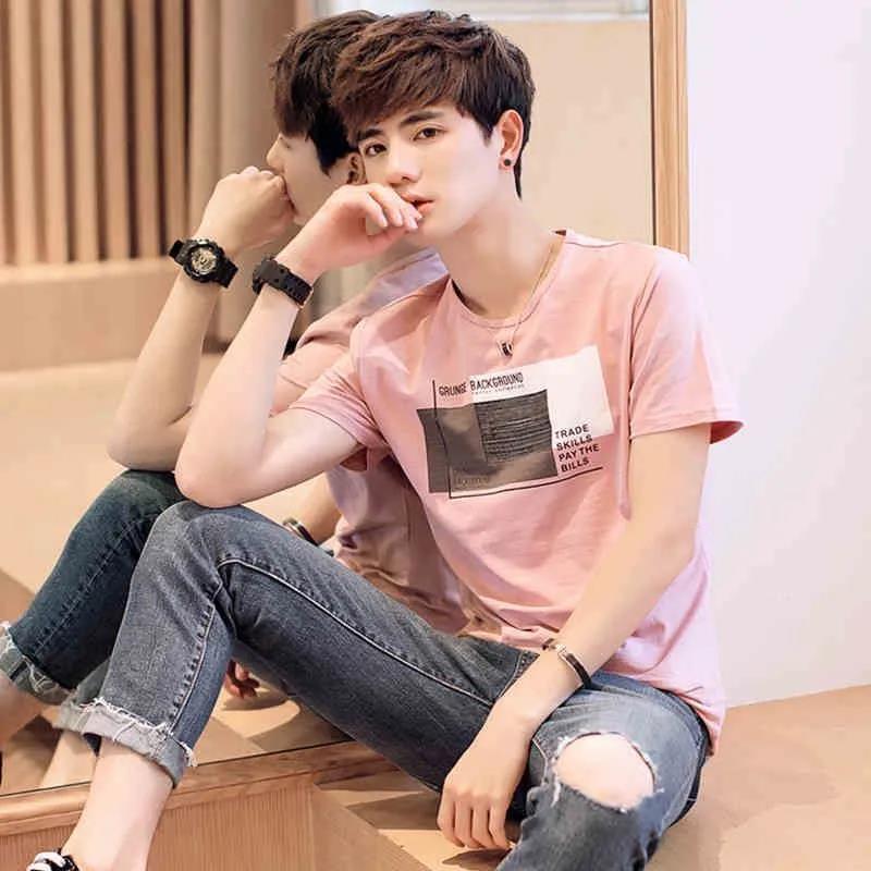 Summer Men's Short-sleeved T-shirt Youth Half-sleeved Shirt Bottoming Shirt Clothes Men