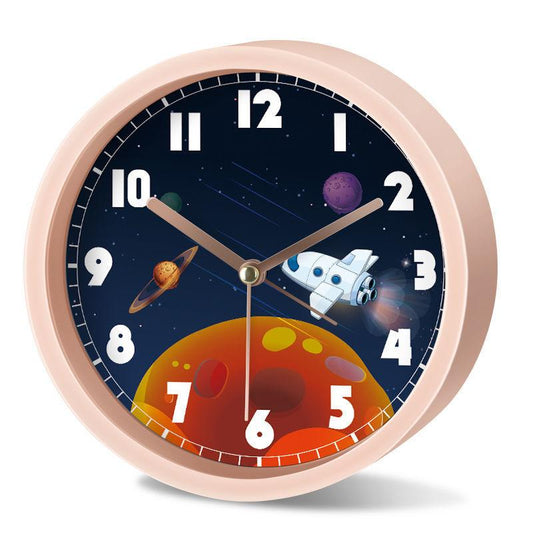 Starry Universe Astronaut Rocket Student Boy Children Cartoon Small Alarm Clock Bedside Mute Clock