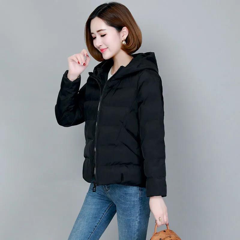 Winter Jacket for Women Windbreaker Hooded Warm Parkas Solid Plus Size Down Coats Loose Casual Clothes Female