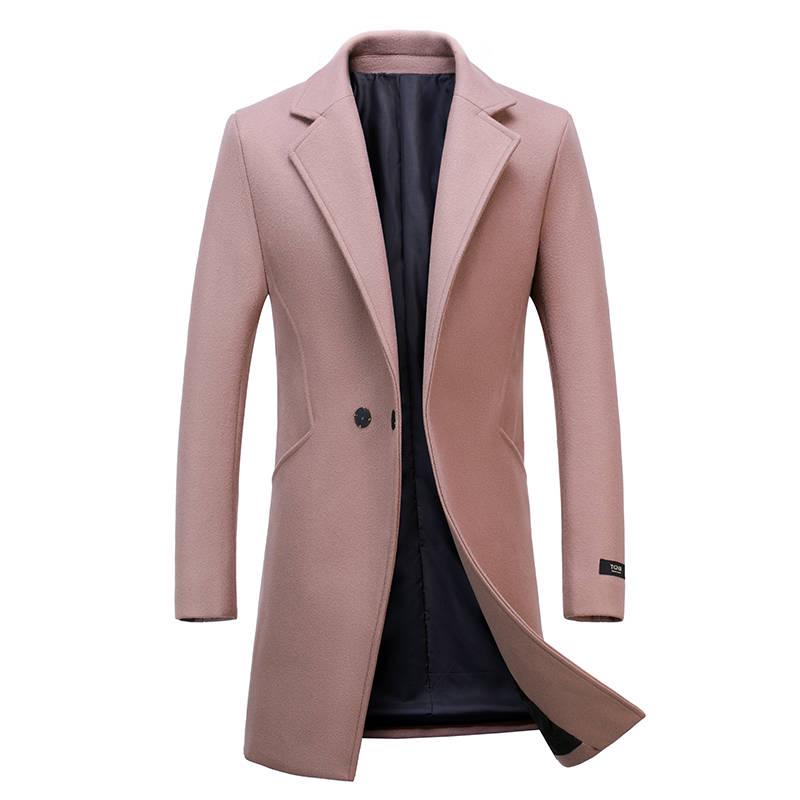 Men's Wool Coat Winter Warm Long Trench Jacket Male Single Breasted Business Casual Overcoat Parka