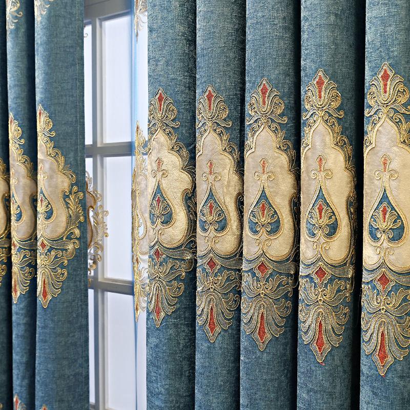 1/2pcs Modern European Style Embroidered Thick Luxury Curtains for Living Room Balcony Bedroom Blackout Curtains