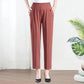 XL-5XL Women's Spring Summer Large Size Ice Silk Comfortable Pants Female Solid Color Elastic Waist Casual Trousers