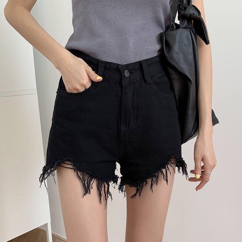 Shorts Women's Loose All-match Jeans High Waist Slim Frayed Wide Leg Pants