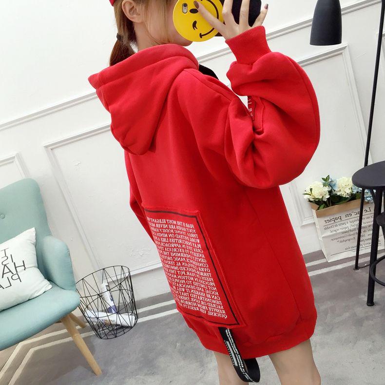 Long sleeve warm hooded Top Autumn winter sweater cotton women Sweatshirt wild large size