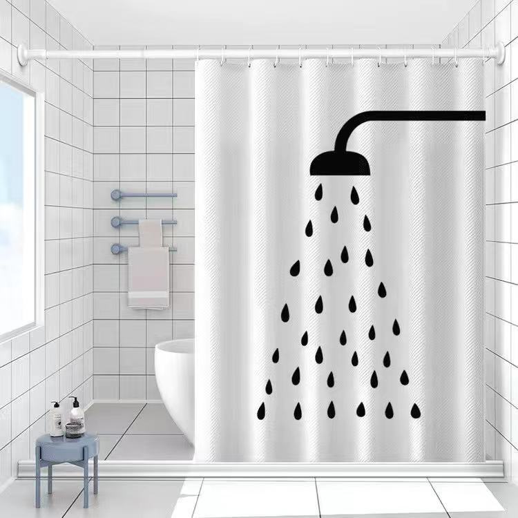 Bathroom Supplies Magnetic Water-retaining Strip Shower Curtain 120*180cm Perforated Waterproof and Mildew-proof Bath Cover Cloth Bathroom Curtain