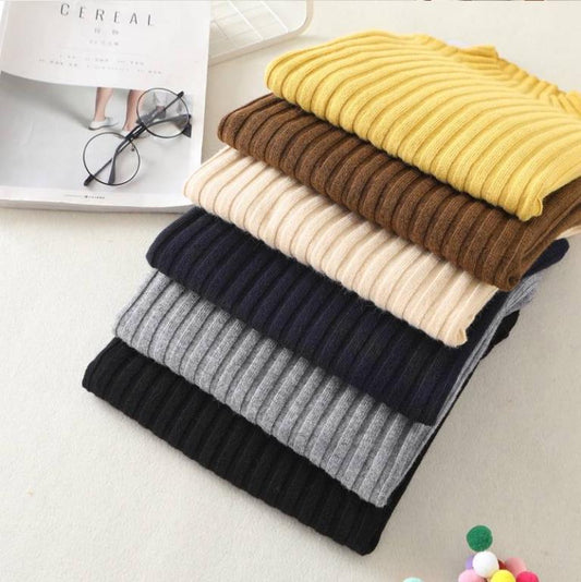 Turtleneck Knitted Sweater Lady Solid Slim Pullovers Casual Long Sleeve Striped Elasticity Pullover