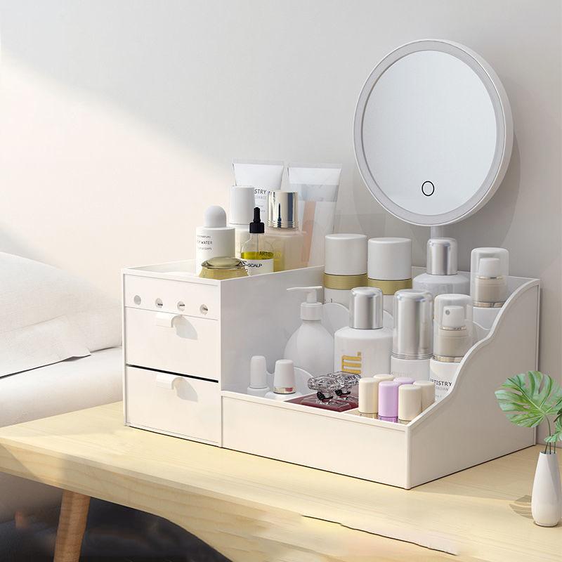 Beauty Shelf Fill Light Mirror Cosmetic Mirror Storage Box Integrated Rechargeable Desktop Mirror LED Light Vanity Mirror