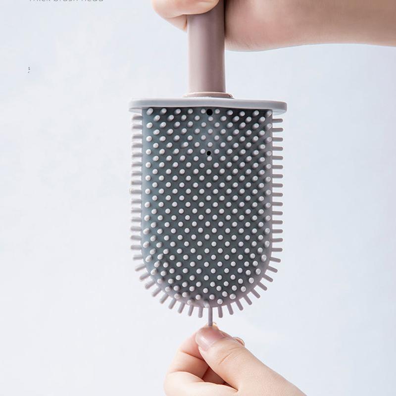 Toilet Brush Household No Dead Corners To Wash The Toilet Artifact Wall-mounted Free Punch Toilet Long-handled Silicone Cleaning Brush