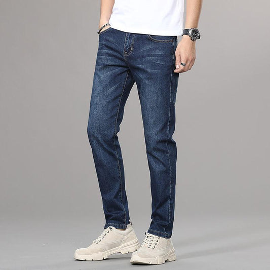 Jeans Men's Spring and Summer Straight Slim Trousers Summer New Light-colored Casual Pants