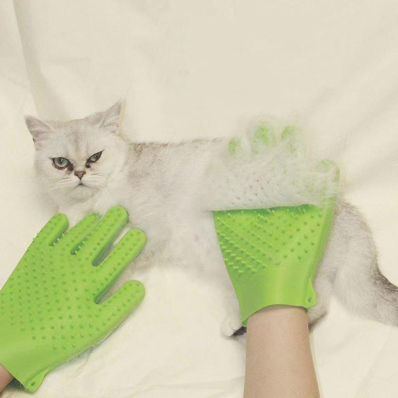 Silicone Cat Gloves Hair Removal Cleaning Cat Comb Glove Pet Cats Grooming Accessories Bath Gloves Massage Matted Hair Cleaner Antibite Brush Gloves