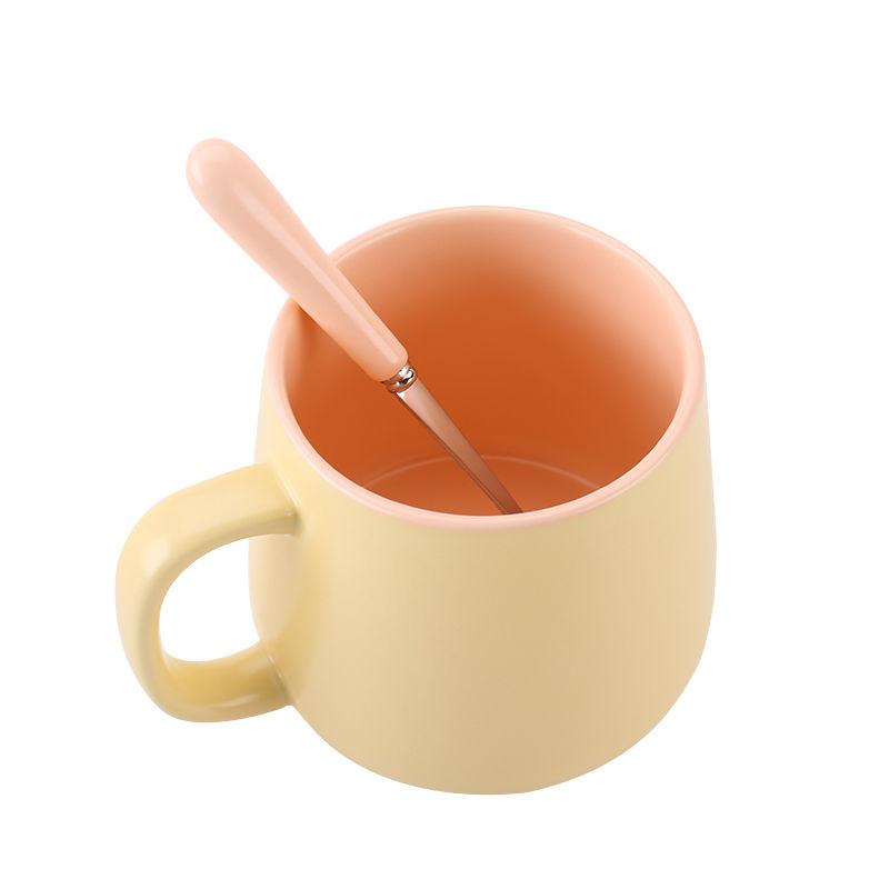 Nordic Ins Wind Creative Mark Cup with Spoon Hit Color Coffee Cup Simple Ceramic Water Cup Matte Milk Cup