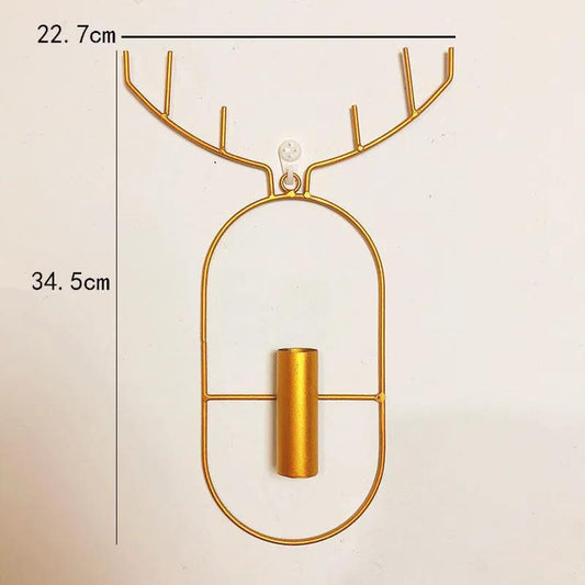 Deer Horn Iron Art Flower Arrangement Wall Mounted Metal Flower Stand Wall Decoration Pendant Flower Device