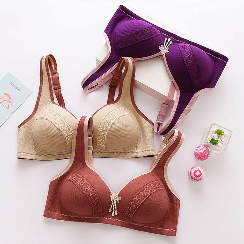 Large Size Thin No Steel Ring Bra Anti-sagging Gather Non-magnetic Beauty Back Underwear Soft Breathable Comfortable Support Bra