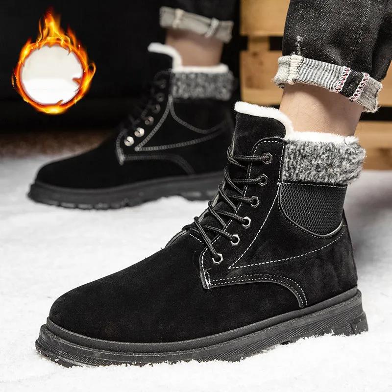 Winter Men's Plus Velvet Padded Snow Boots Men's Warm High-top Martin Boots Cotton Shoes Non-slip Cotton Boots