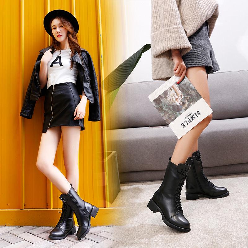 Autumn Winter Motorcycle Boots Women British Style Ankle Boots Gothic Punk Low Heel Boot Size 35-41