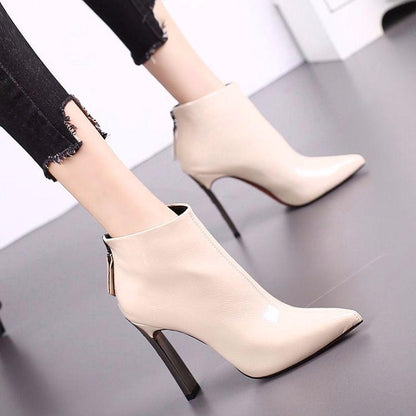 Women's Ankle Boots Elegant Ankle Boots High Heels PU Leather Boots Short Boots High Heel Boots