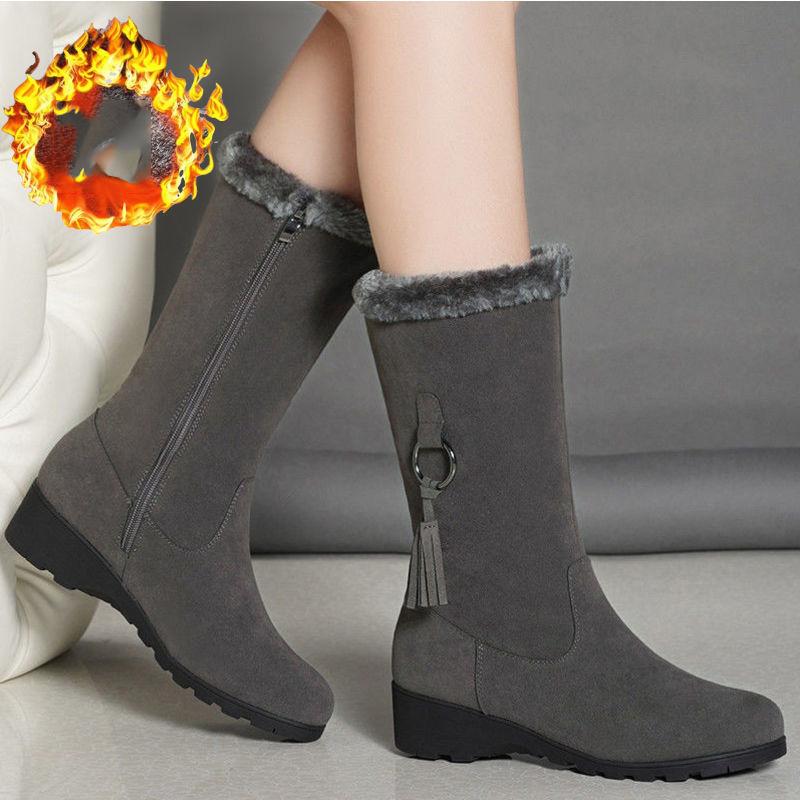 Snow Boots Women Plus Velvet Warm Cotton-padded Shoes Women's Winter Thick Anti-skid Mid-tube Boots Warm Shoes Women's Winter Thick Velvet Warm