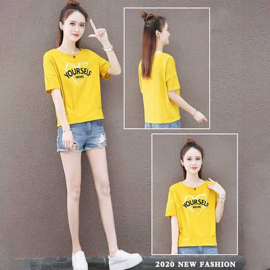 Short Sleeve T-Shirt Ladies Summer Korean Style Loose Top All-match Comfortable T-Shirt