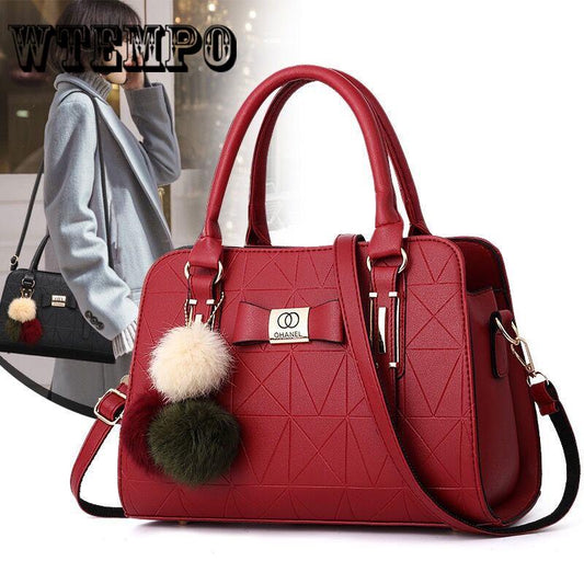 Women's Handbag Fashion Large Capacity Women Shoulder Bag with Hairball Ornaments