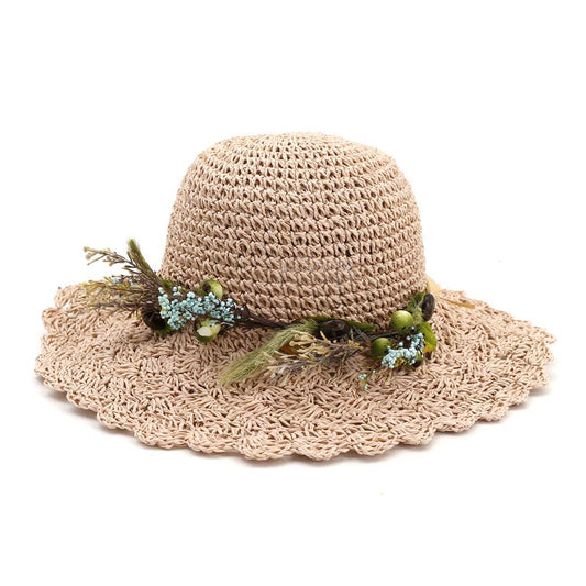 Sun Hat Women's Summer Fashion Sun Cap Beach Foldable Straw Hat Handmade Hat