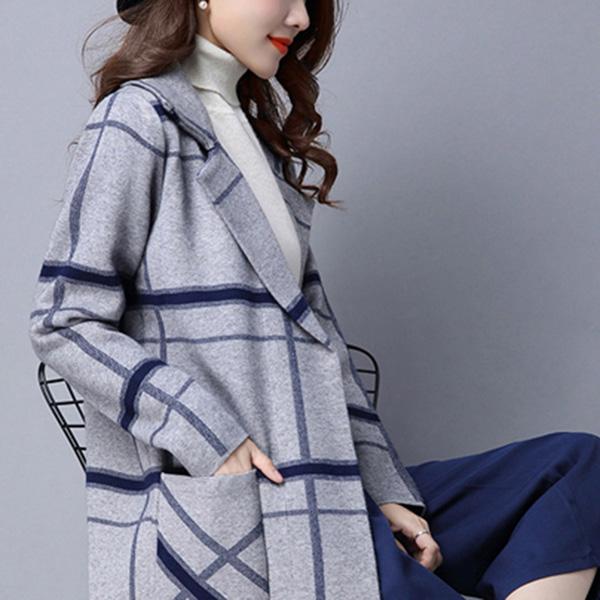 Knitted Cardigan Women's Mid-length Loose Plus Size Sweater Korean Style Autumn and Winter Thick Coat