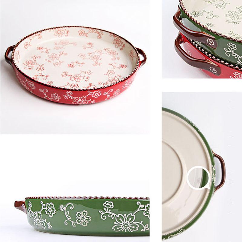 Hand-painted Cherry Blossom Plate Dish Plate Household Binaural Soup Plate Japanese Ceramic Baking Dish Pizza Plate