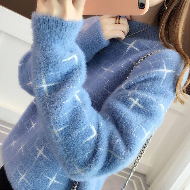 Women Mink Warm Half Turtleneck Pullover Sweater Thick Stretch Knitted Bottoming Shirt Coat