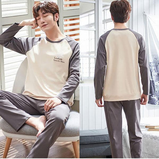 Men's Long-sleeved Pajamas Summer Youth Student Home Wear Winter Thin Men's Pajamas