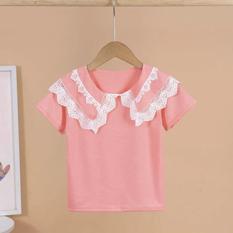 Girls' T-shirts Short-sleeved T-shirts Tops Children's Ruffled Clothes Children's Birthday Party Clothes