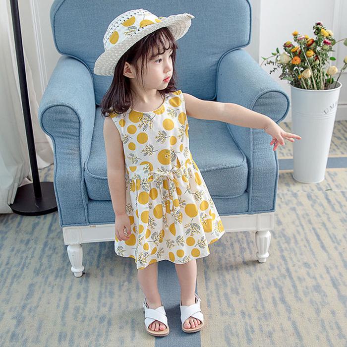 2PCS/Set Girls Dress +Hat Cotton Comfortable Children's Dress Summer Dress Floral Girls' Sleeveless Dress For Children