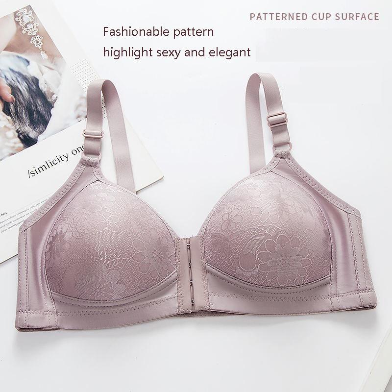 Sexy Plus Size Front Closure Bra Moisture-absorbent Breathable Gather Push Up Adjustable Bra Wireless Comfortable Brassiere