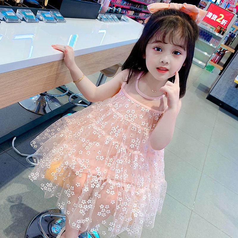 Girls Christmas Costume Lace Princess Dress Kids Sleeveless Summer Sequin Flowers Clothing Children New Year Birthday Party