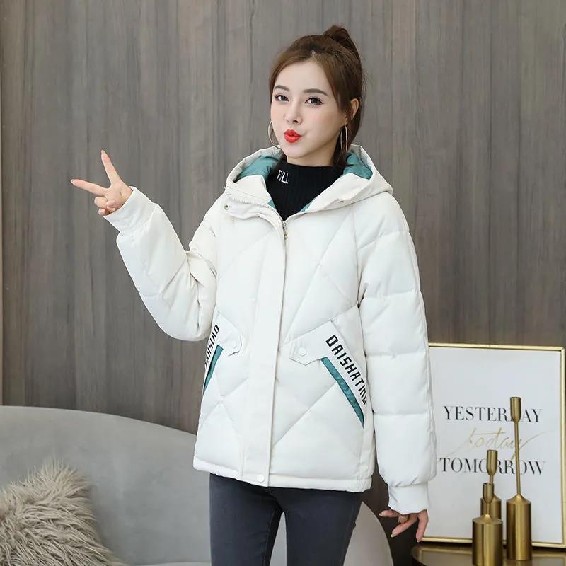 Women's Short Cotton-padded Jacket Loose Hooded Thick Printed Down Quilted Jacket Winter Jacket