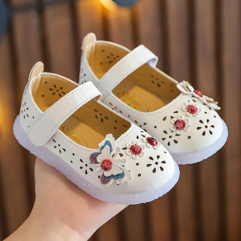 Spring and Autumn Girls' Leather Shoes Hollow Student Net Red Princess Shoes Baby Children's Dance Shoes Children's Single Shoes