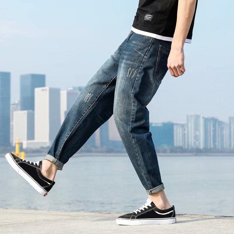 Jeans Men's Trend Loose Straight Spring and Autumn Trousers Trend Wide-leg Pants All-match Trousers