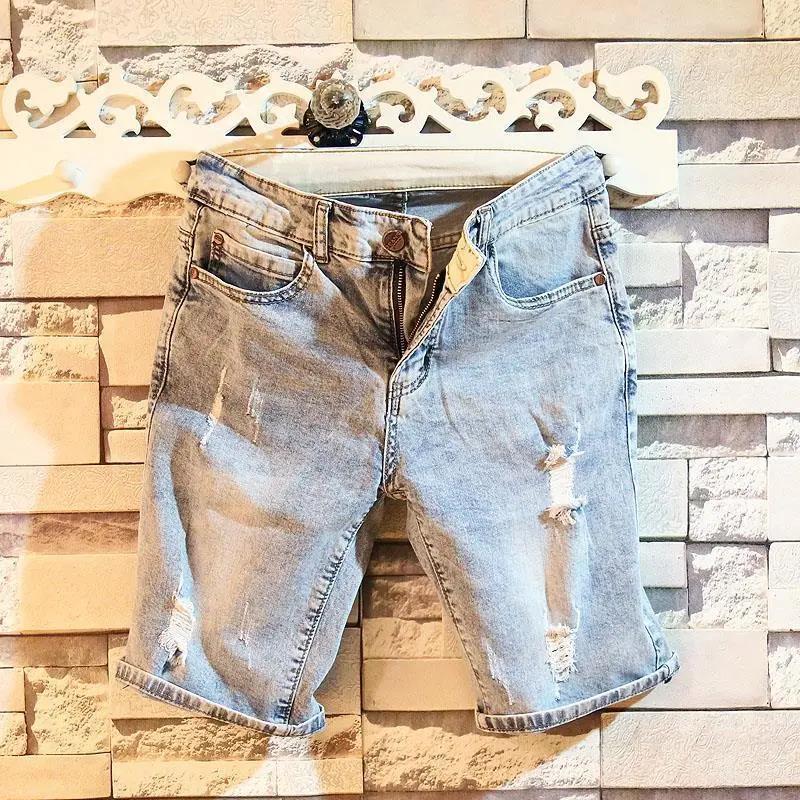 Summer Retro Black and Gray Denim Shorts Men's Versatile Loose Fashion Five-point Pants