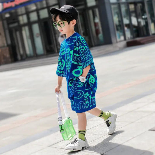 Boys' Summer Suits Handsome Children's Summer Short-sleeved Children's Sports Boys' Children Clothing