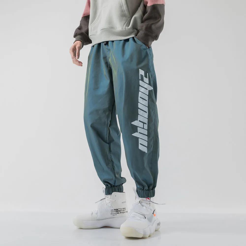 Spring and Summer Tie-foot Casual Pants Niche Hip-hop Reflective Trend Overalls Men's Nine-point Pants