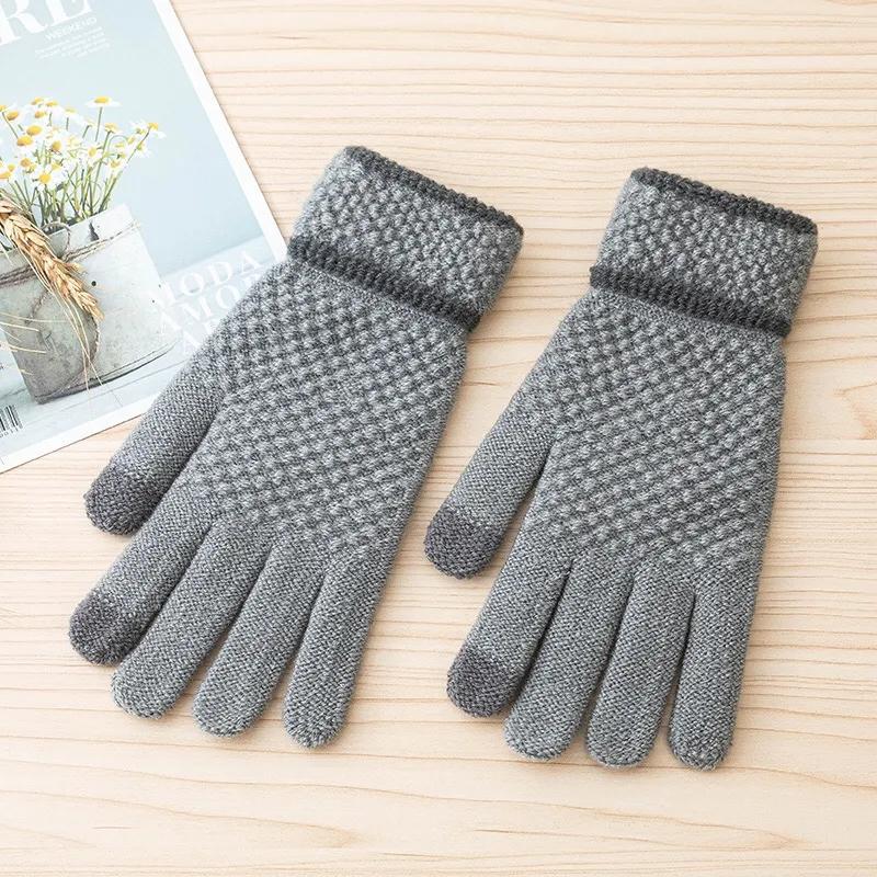 Women's Autumn Winter Imitation Cashmere Knitted Gloves Touch Screen Warm Cold Proof Korean Style Simple Mittens Solid Knitting Gloves Full Fingers