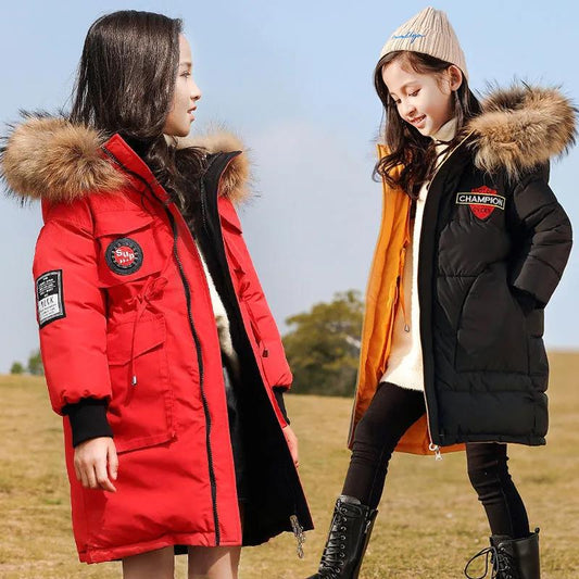 Girls' Warm Winter Clothes Windbreaker Mid-length Thick Padded Jacket Double-sided