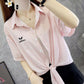 Striped Cardigan Shawl Ladies Spring/Summer Mid Sleeve Thin Shirt Top Shirt