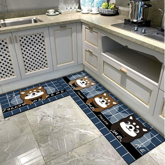 Kitchen Floor Cartoon Dog Animal Pattern Door Pad Floor Carpet Bedroom Door Toilet Non-slip Pad Home Water Absorbing Mat