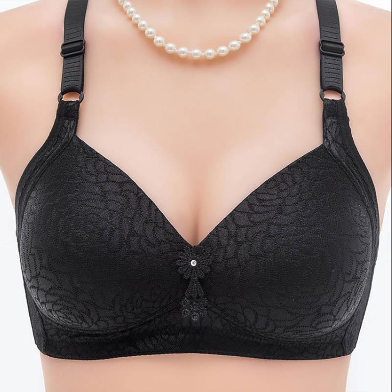 Women's Thin Large Size Anti-sagging Anti-glare Underwear Bras Receiving Bras Gathering No Steel Rings Lightweight Breathable Sexy Embroidered Bras